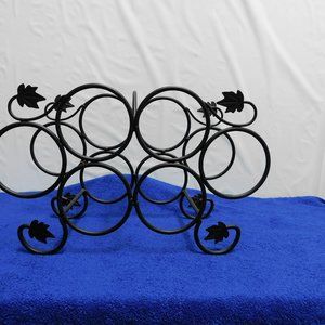 WINE RACK METAL WITH GRAPE LEAFS HOLD 6 BOTTLES